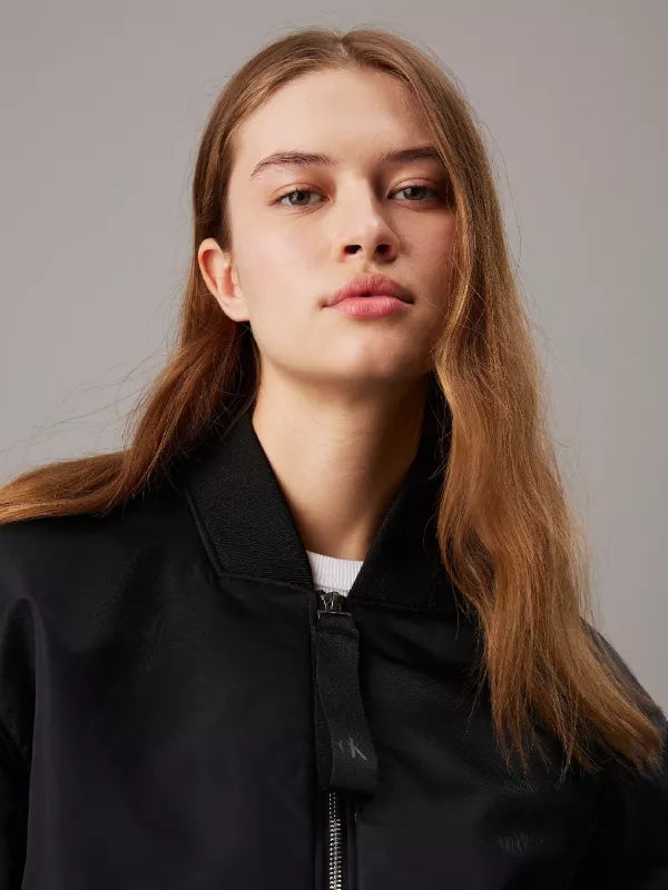 Ck Black Padded Nylon Bomber Jacket