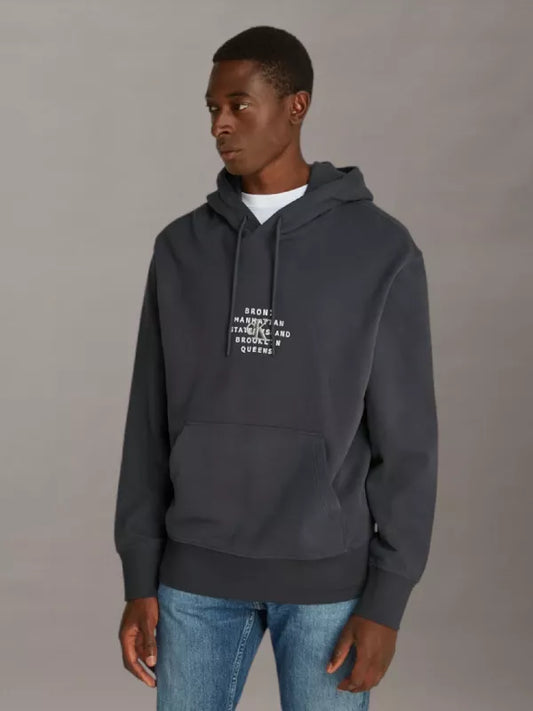 Ebony Relaxed New York Logo Hoodie