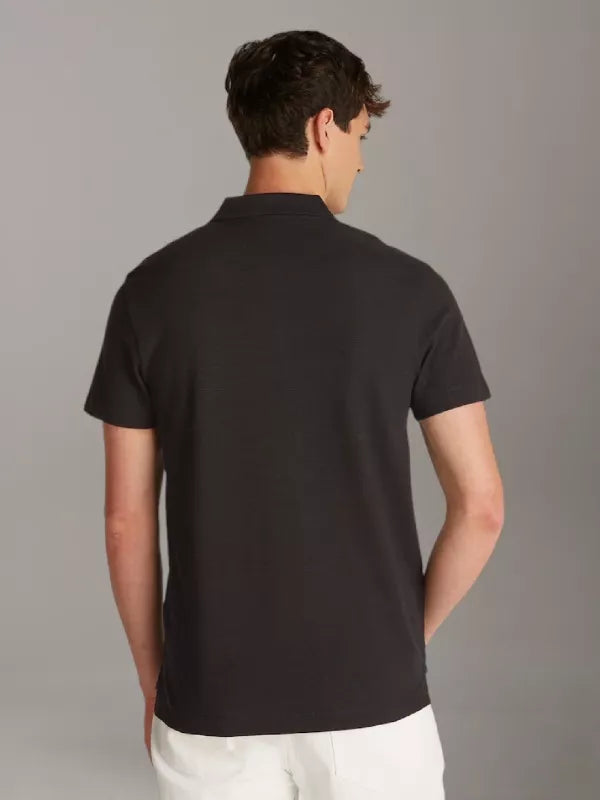 Black Textured Polo