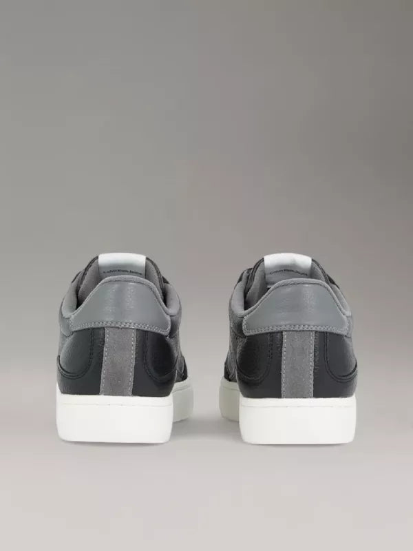 Black/Charcoal Grey/Bright White Leather Trainers