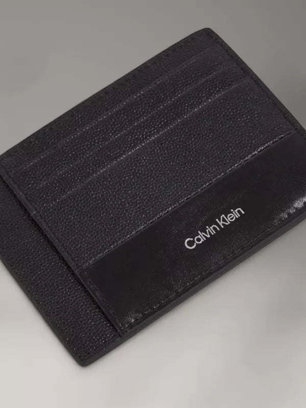 Black Caviar Grain/Smooth Leather Cardholder