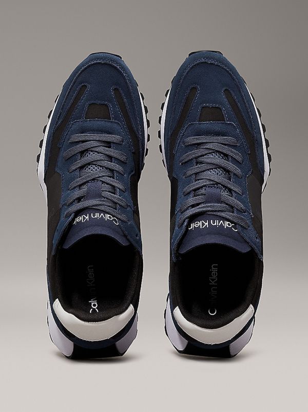 Navy/Black/White Suede Trainers