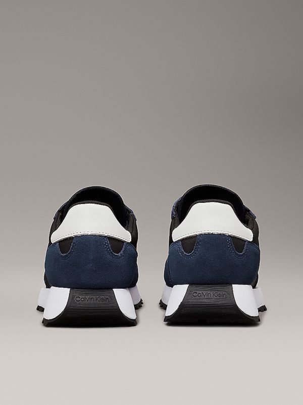 Navy/Black/White Suede Trainers