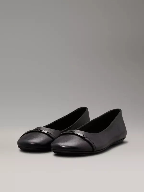 Black Leather Ballerinas