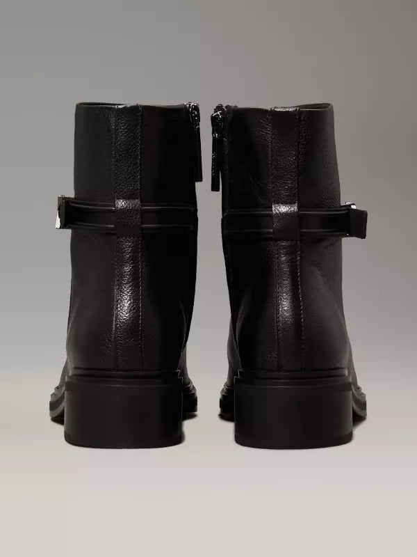 CK Black Leather Heeled Ankle Boots