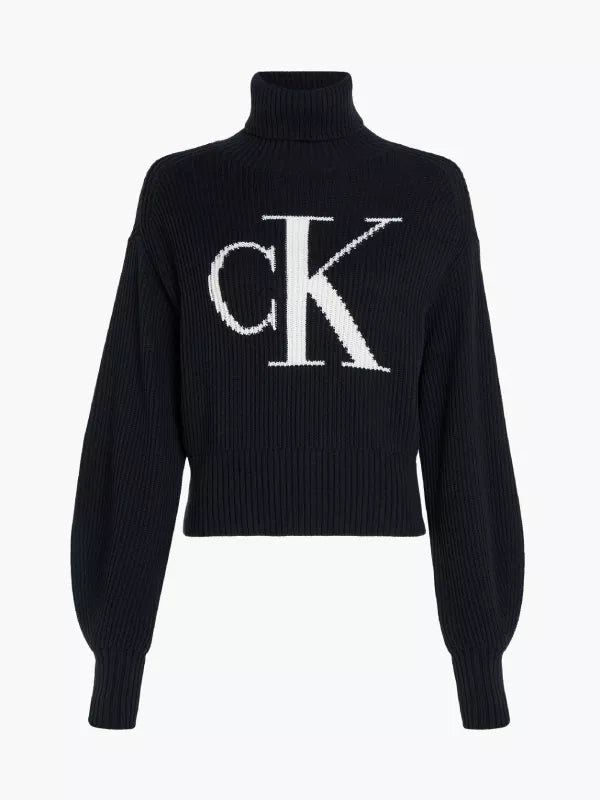 Ck Black Relaxed Monogram Jumper