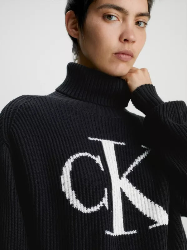 Ck Black Relaxed Monogram Jumper