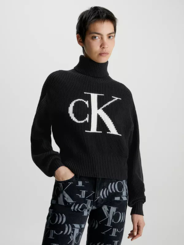 Ck Black Relaxed Monogram Jumper