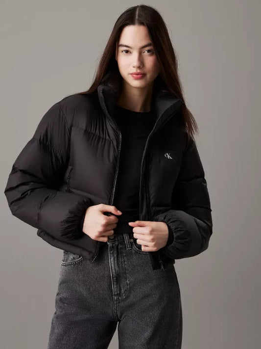 CK Black Cropped Down Puffer Jacket