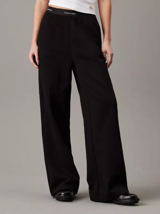 Ck Black Logo Tape Wide Leg Trousers