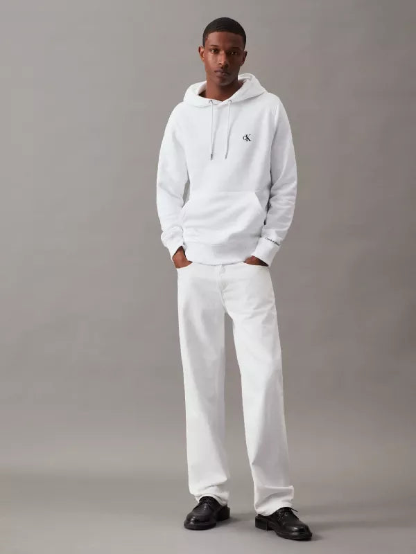 Bright white Cotton Blend Fleece Hoodie