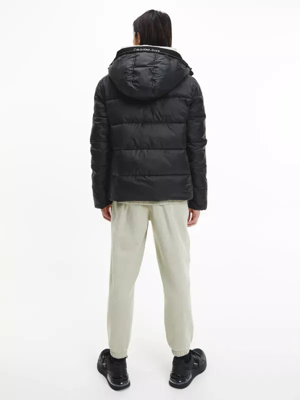 Ck Black Hooded Puffer Jacket