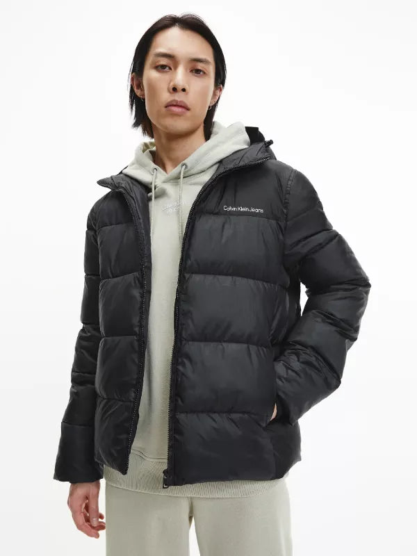 Ck Black Hooded Puffer Jacket