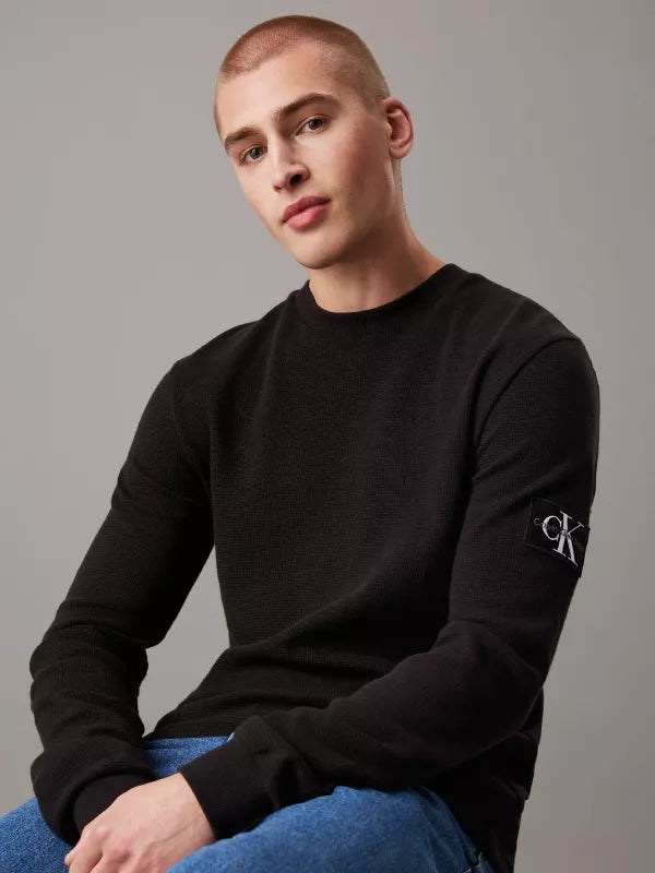 CK black Slim Long Sleeve Waffle T-shirt