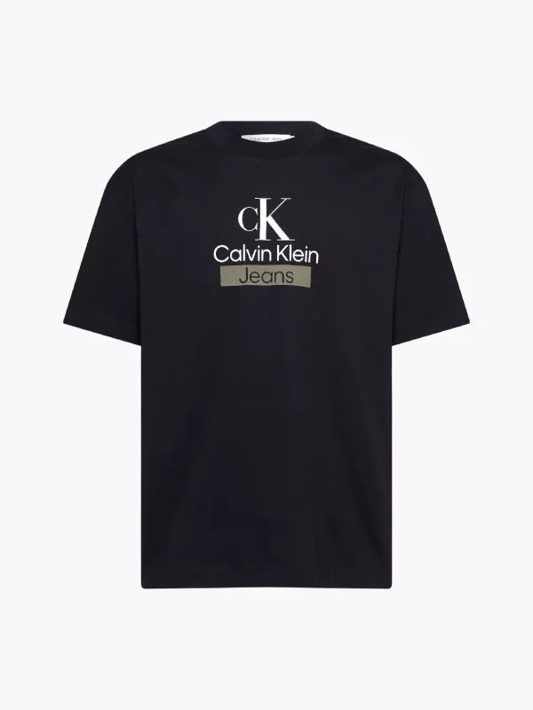 Ck Black Cotton Monogram T-shirt