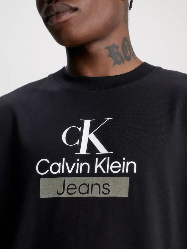 Ck Black Cotton Monogram T-shirt