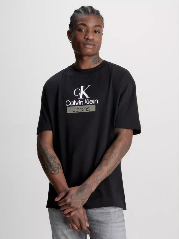 Ck Black Cotton Monogram T-shirt