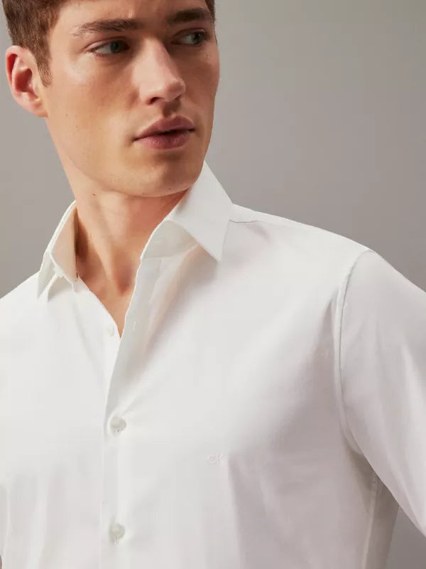 White Slim Poplin Dress Shirt