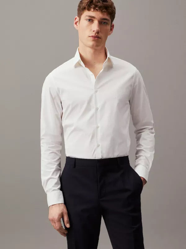 White Slim Poplin Dress Shirt