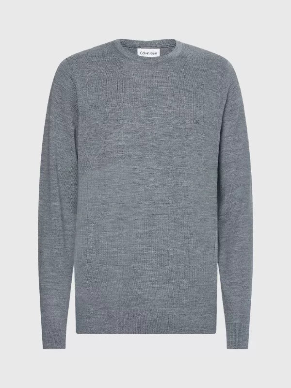 Mid Grey Heather Merino Wool Jumper