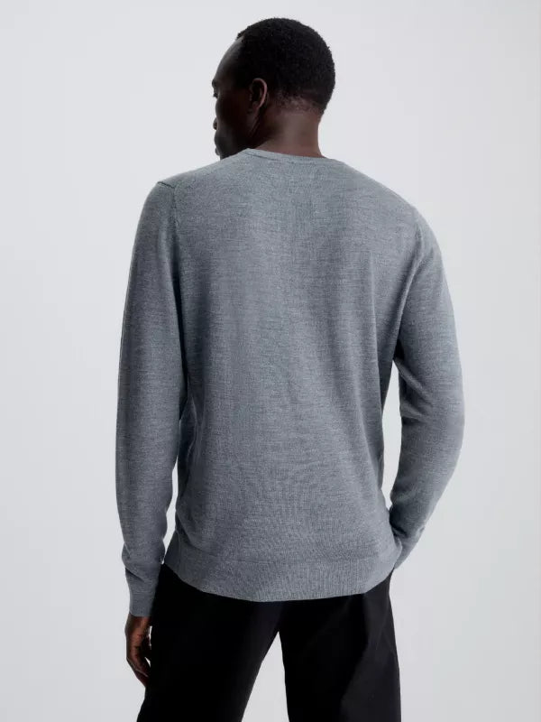 Mid Grey Heather Merino Wool Jumper