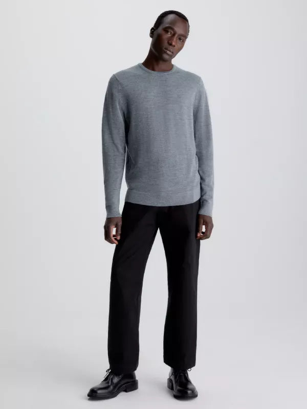 Mid Grey Heather Merino Wool Jumper