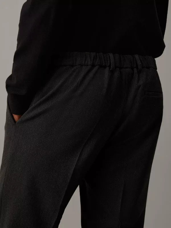 Asphalt Slim Tapered Flannel Trousers