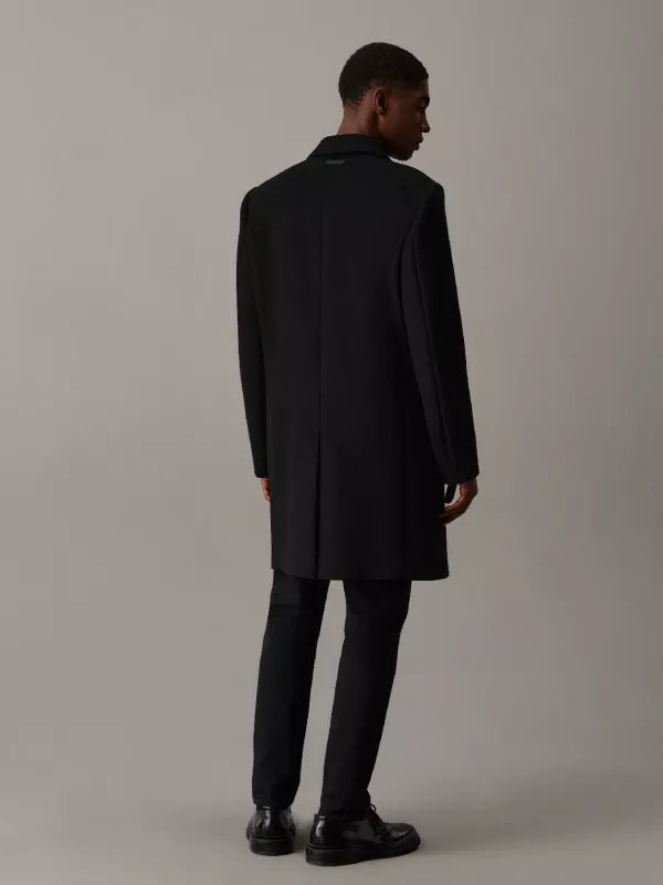 Ck Black Slim Brushed Wool Coat