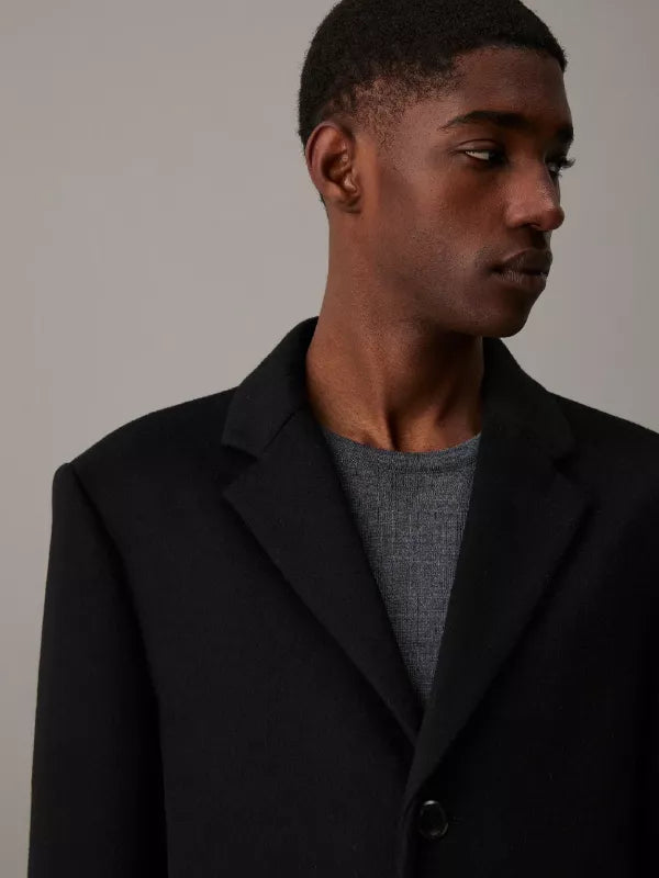 Ck Black Slim Brushed Wool Coat