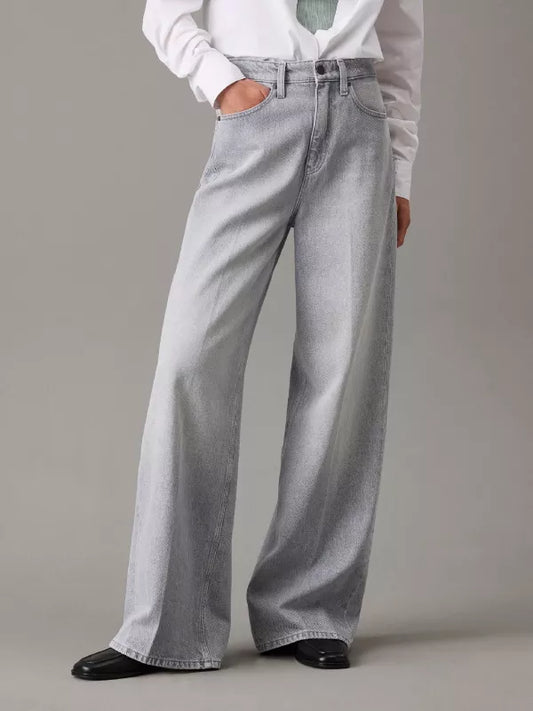 Denim Grey High Rise Wide Leg Jeans