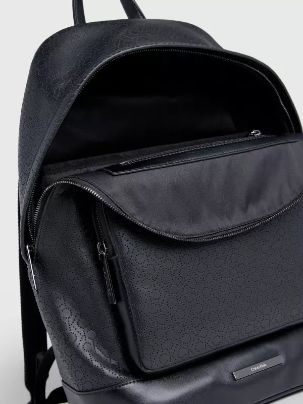 Ck Mono Perf Black Logo Round Backpack