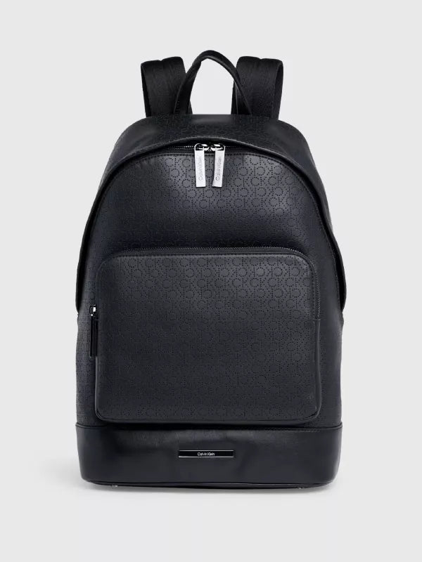 Ck Mono Perf Black Logo Round Backpack