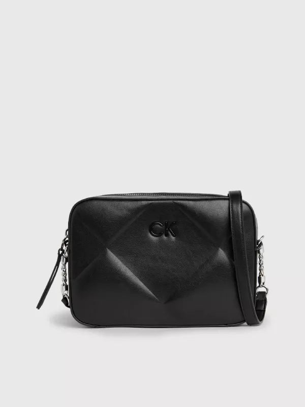 Ck Black Quilted Crossbody Bag