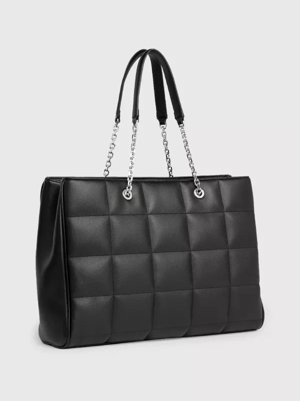 Ck Black Quilted Laptop Tote Bag