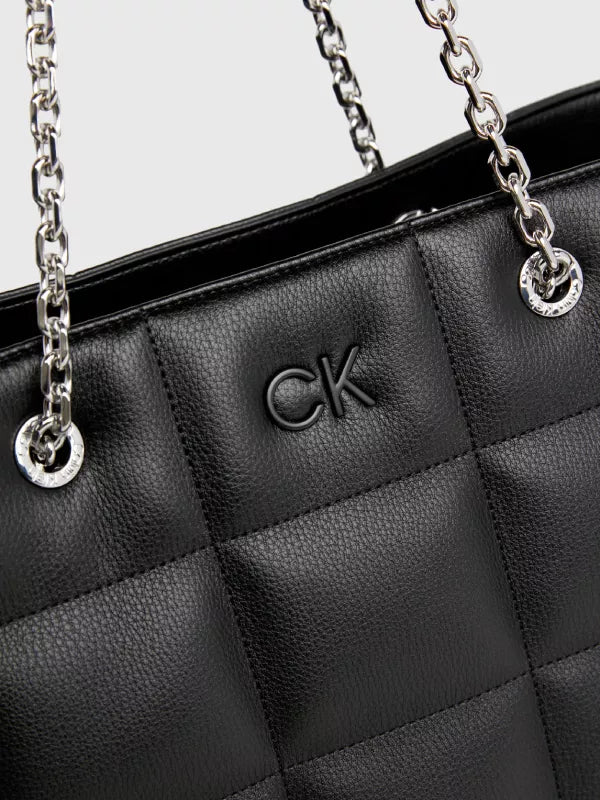 Ck Black Quilted Laptop Tote Bag