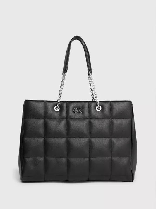 Ck Black Quilted Laptop Tote Bag