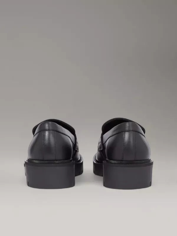 Triple Black Leather Logo Loafers