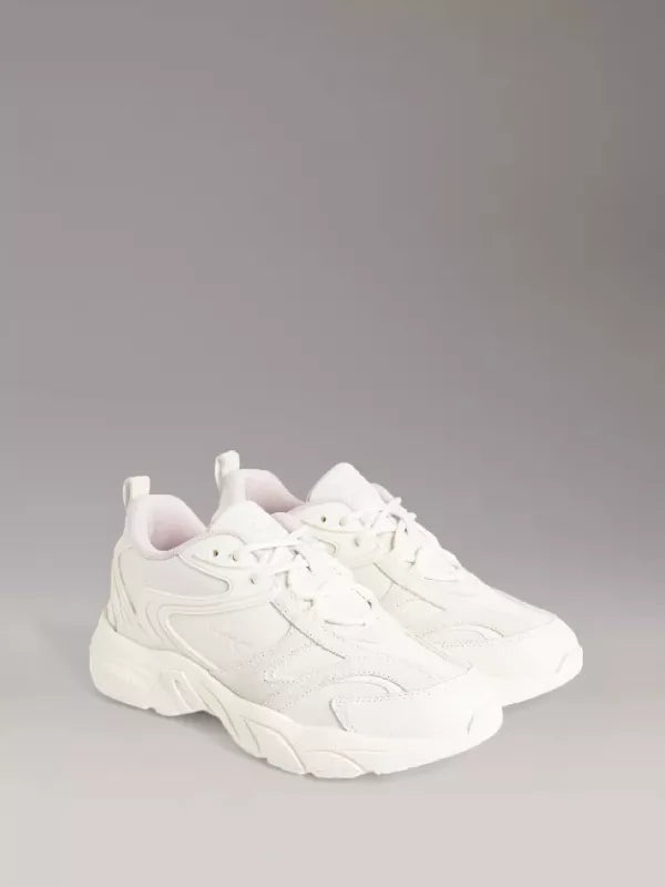 Creamy White/Peach Whip Faux Leather Trainers