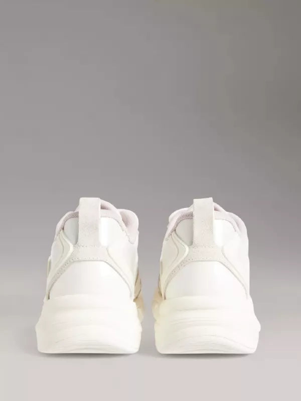 Creamy White/Peach Whip Faux Leather Trainers