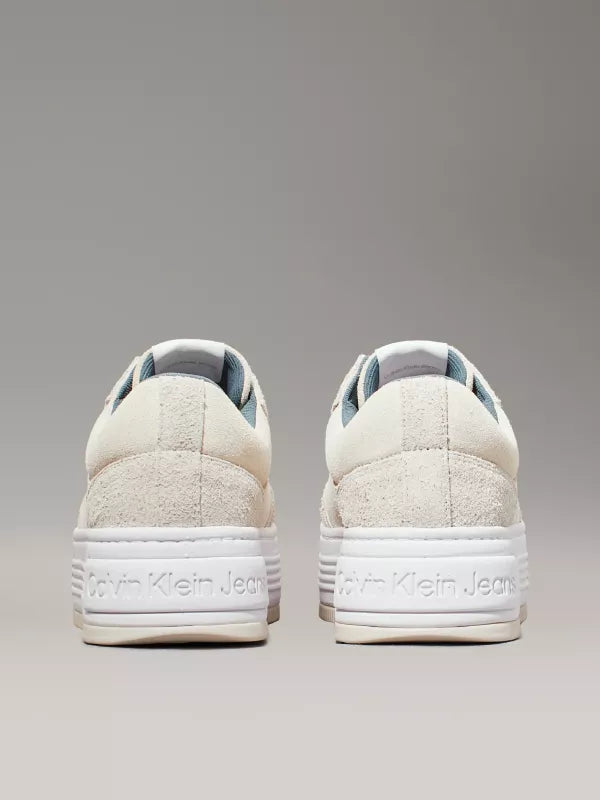 Creamy White/Eggshell Suede Platform Trainers