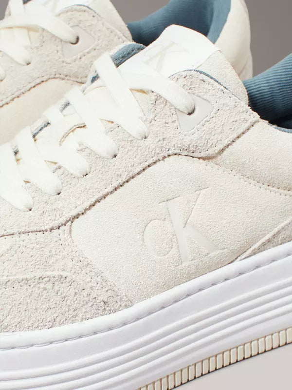 Creamy White/Eggshell Suede Platform Trainers