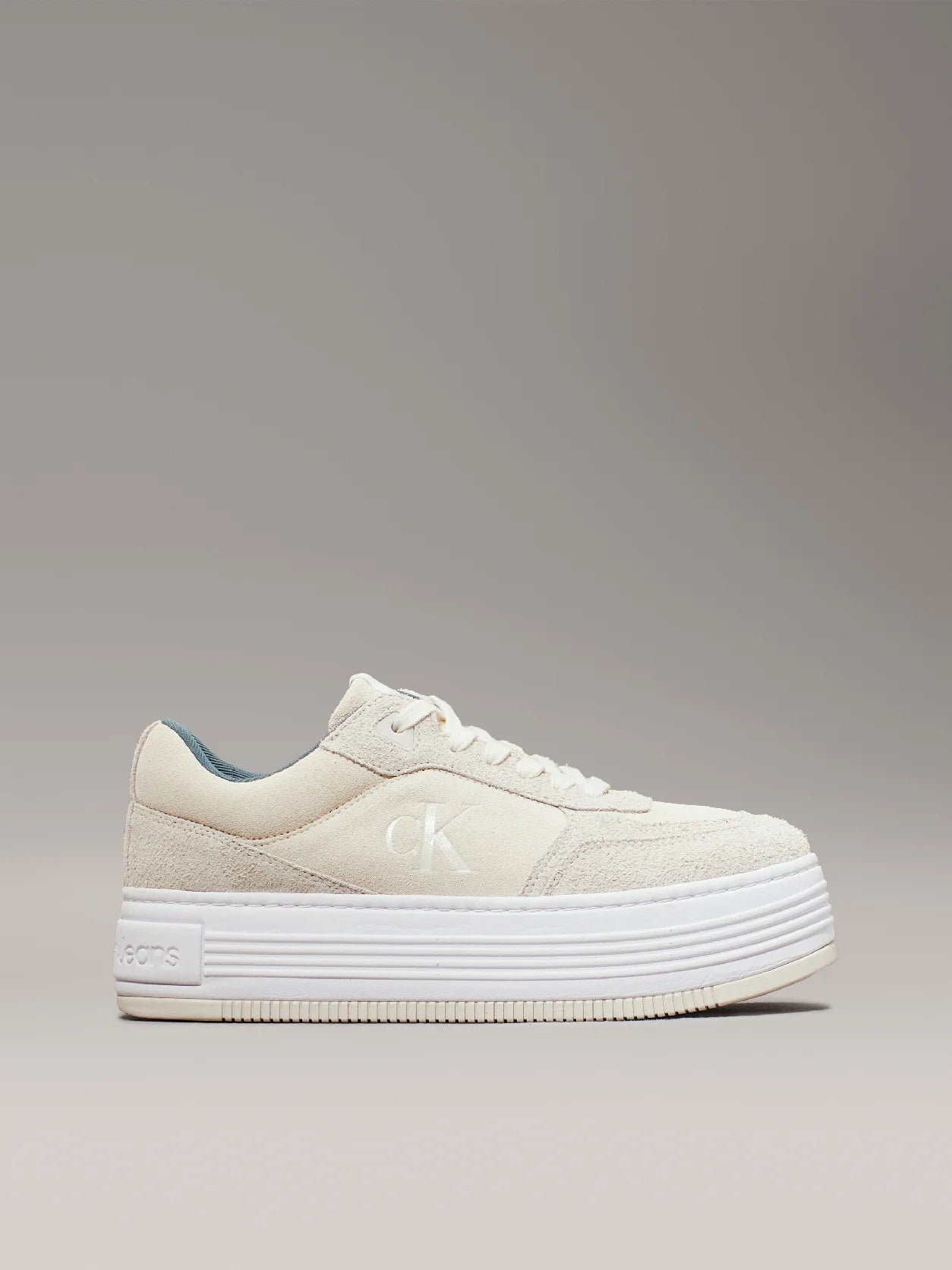 Creamy White/Eggshell Suede Platform Trainers