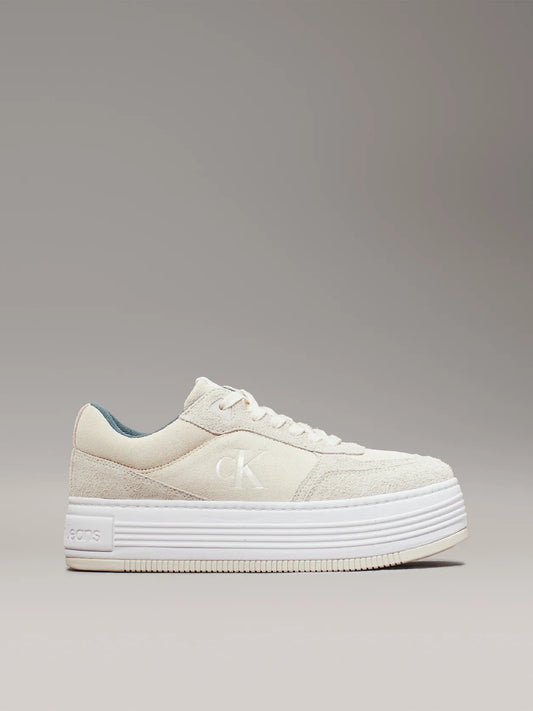 Creamy White/Eggshell Suede Platform Trainers