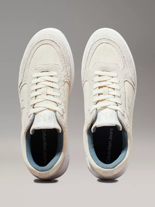 Creamy White/Eggshell Suede Platform Trainers