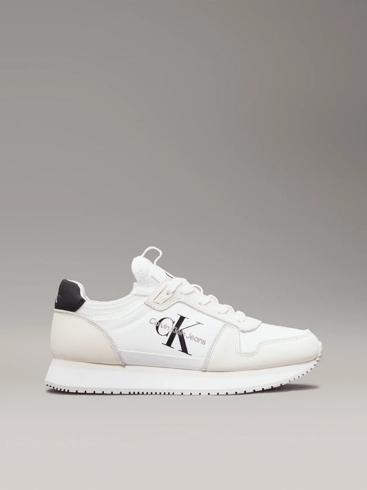 Bright White/Black Leather Trainers